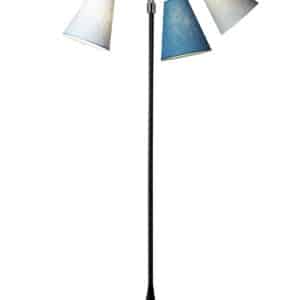 Trafik Gulvlampe sort m/lyseblå, petroleum og turkis blå skærme