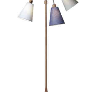 Trafik Gulvlampe trælook m/lyseblå, dalablå og turkis blå skærme