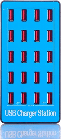 USB ladestation House of Sander Power serie - 100W hurtig opladning multilader med 5 USB-porte 2,4A kompakt sort/blå