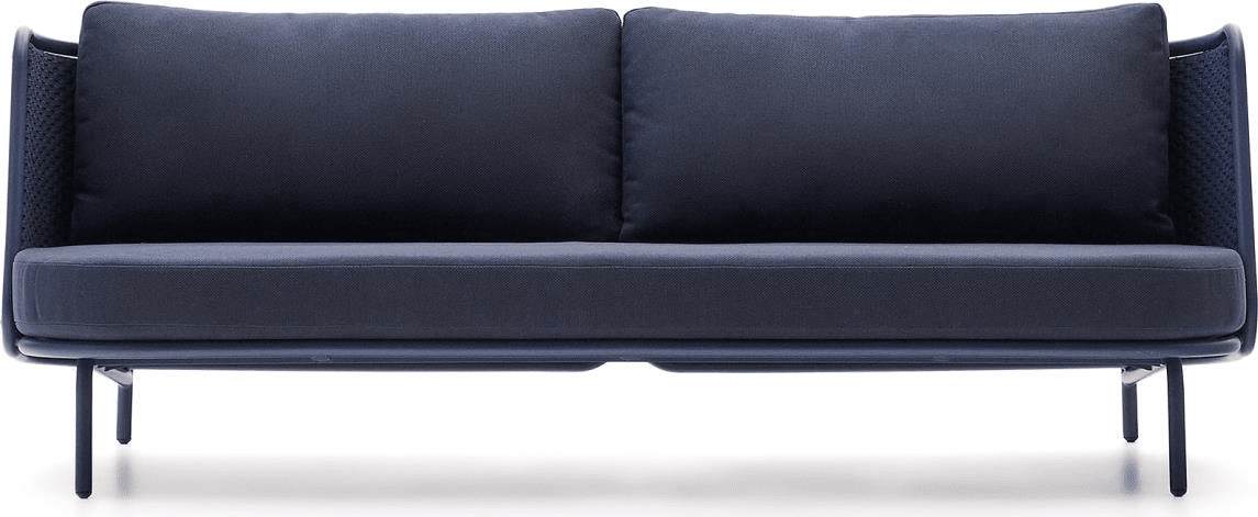 Udendørs 3-personers sofa Kave Home Sedalis aluminium loungesofa B210 mørk blå