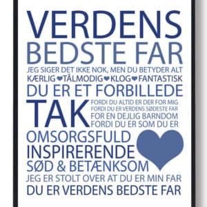 Verdens bedste far plakat - blå