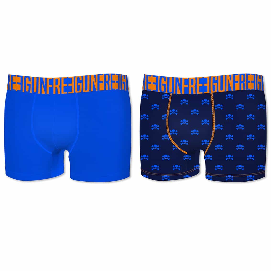 2-pack Microfiber Boxershorts - Blå og Mørkeblå mønstret - Freegun