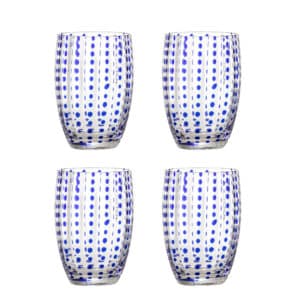 BLOOMINGVILLE Brinley drikkeglas - blå glas (D7,5xH11) (sæt af 4)