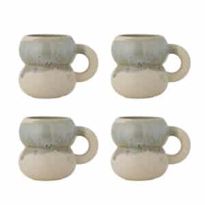 BLOOMINGVILLE Luna kop, m. hank - blå stentøj (D9xH10) (sæt af 4)