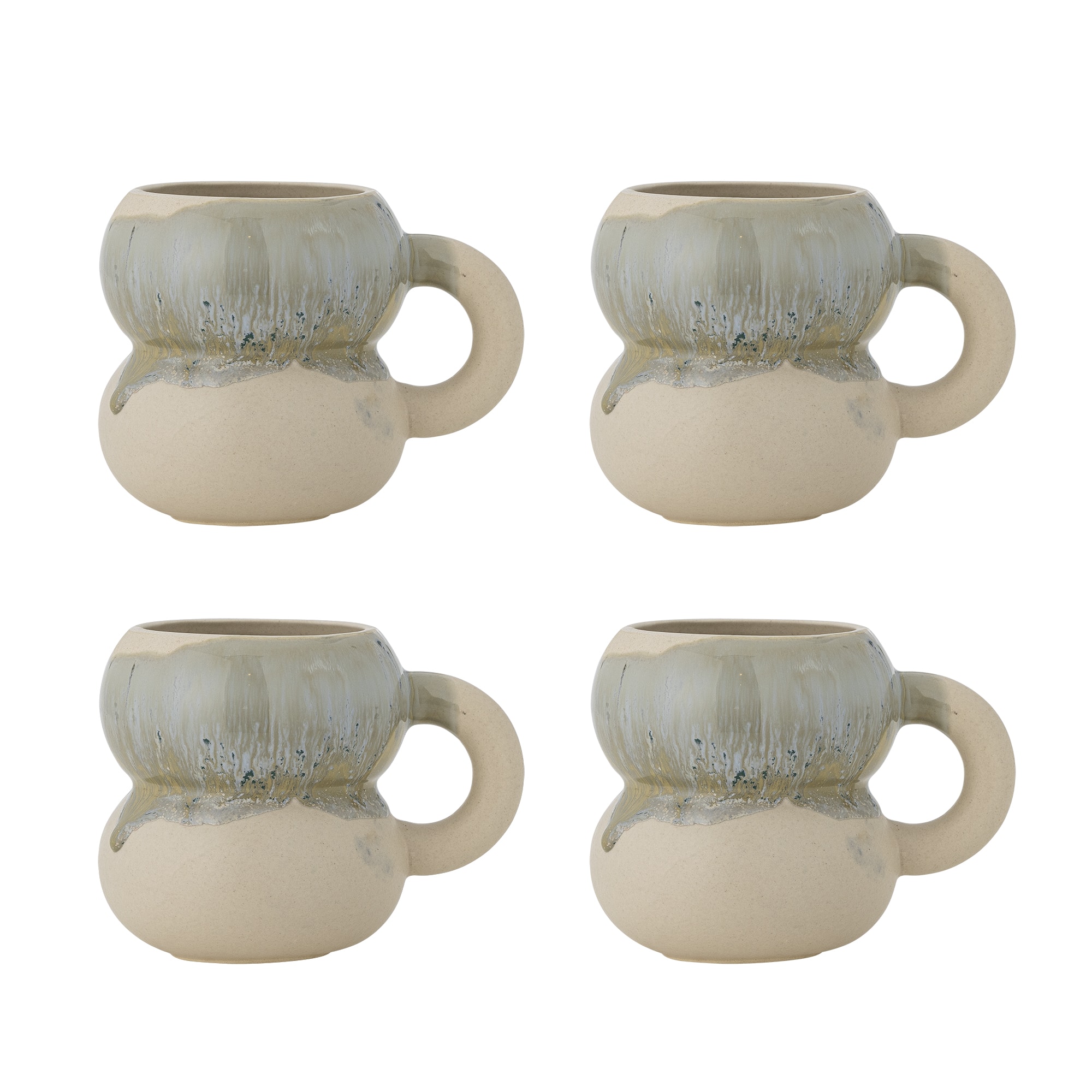 BLOOMINGVILLE Luna kop, m. hank - blå stentøj (D9xH10) (sæt af 4)