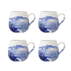 BLOOMINGVILLE Lyre kop, m. hank - blå stentøj (D8xH8) (sæt af 4)