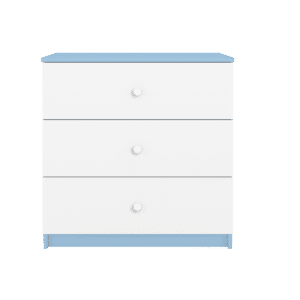 Babydreams børnekommode, m. 3 skuffer - hvid og blå laminat