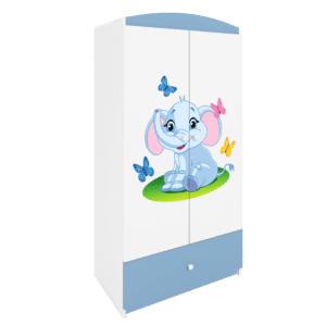 Babydreams garderobeskab til børn med elegant, m. 2 låger, 1 skuffe - hvid og blå laminat