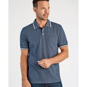 Bison polo i blå med beige striber til herre | Regular fit