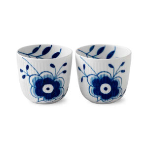 Blå Mega riflet fyrfadsstage - 2 stk.