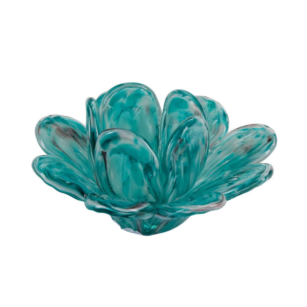 Blomster fyrfadsstage, blå - Ø15cm