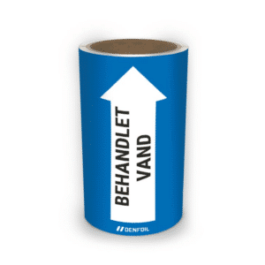 DS Rørmærker med tekst "Behandlet vand" - Blå nr. 50, flere varianter