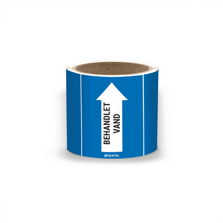 DS Rørmærker til behandlet vand - Blå nr. 50, 80 mm x 5 m rulle