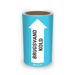 DS Rørmærker til brugsvand kold - Lys blå nr. 55, 160 mm x 5 m rulle