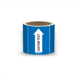 DS Rørmærker til føde- og trykvand samt kondensat - Blå nr. 50, 80 mm x 5 m rulle (med valgfri tekst)