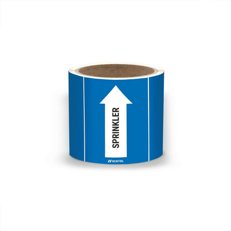 DS Rørmærker til sprinklerinstallation - Blå nr. 50, 80 mm x 5 m rulle