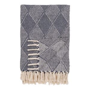 HOUSE NORDIC Izmir plaid, rektangulær - blå genanvendt bomuld og polyester (130x180)