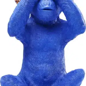 KARE DESIGN Monkey Mizaru sparebøsse - blå polyresin (H:35)