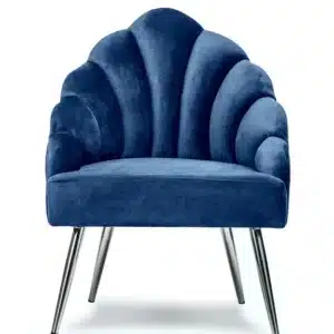 NORDLYS Bolge lænestol - blå fløjl og metal