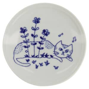 Neko Maruke Cat tallerken, hvid/blå - Ø14 cm