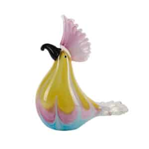 Papegøje, blå/rosa/gul - H14 cm