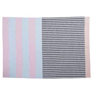 Tea viskestykke, stribet - lyserød/sort/blå