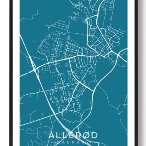 Allerød by plakat - blå