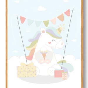 Enhjørning fødselsdag - plakat (blå)