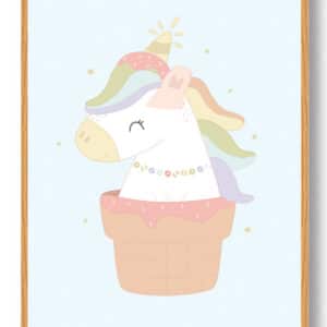 Enhjørning is - plakat (blå)