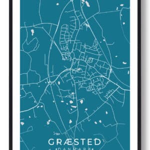 Græsted by plakat - blå