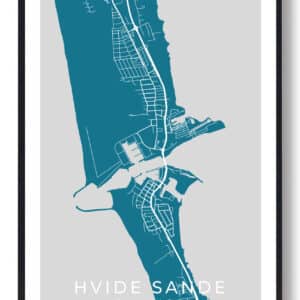 Hvide Sande by plakat - blå