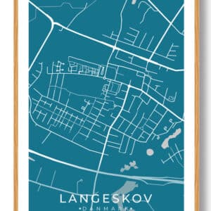 Langeskov by plakat - blå
