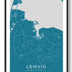Lemvig by plakat - blå