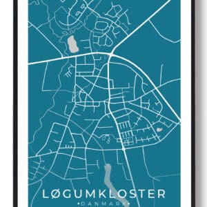 Løgumkloster by plakat - blå