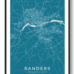 Randers by plakat - blå