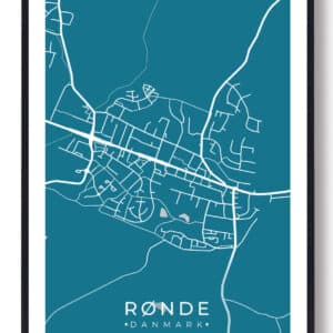 Rønde by plakat - blå