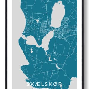 Skælskør by plakat - blå