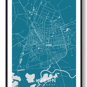 Skjern by plakat - blå