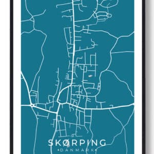 Skørping by plakat - blå