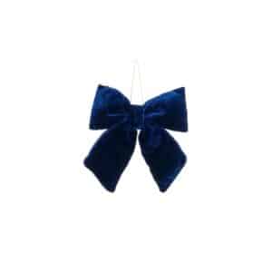 Sløjfe i blå velour 15 cm bred