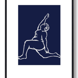 Yoga plakat - mand i stræk (blå)