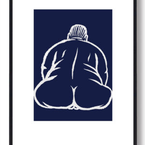 Yoga plakat - mand meditere (blå)