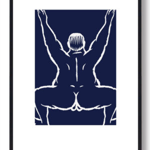 Yoga plakat - mand ned i knæ (blå)