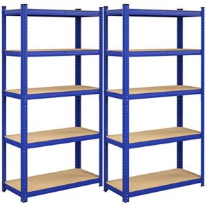 2 x stålreoler med 875 kg kapacitet, 40 x 90 x 180 cm, blå