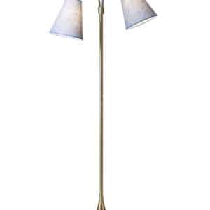 Fodgænger Gulvlampe messing m/blå nistret skærme