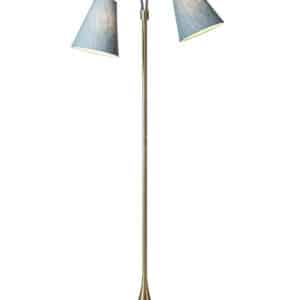 Fodgænger Gulvlampe messing m/turkis blå skærme
