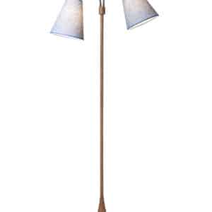 Fodgænger Gulvlampe trælook m/blå nistret skærme