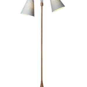 Fodgænger Gulvlampe trælook m/lys turkis blå skærme