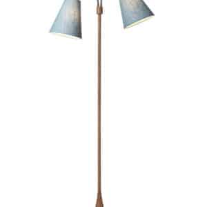 Fodgænger Gulvlampe trælook m/turkis blå skærme