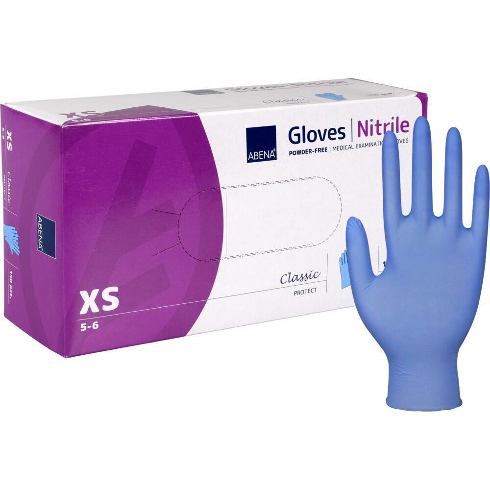 Undersøgelseshandske, ABENA Classic, blå, nitril, pudderfri - 150 stk. - Blå / XS | Handsker | AQL 1.0 | DISCOUNT